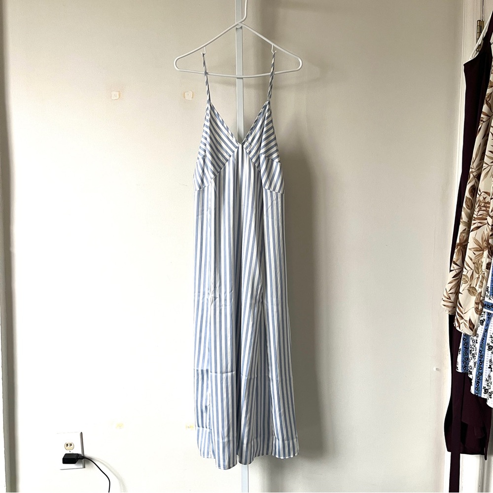 H&M Blue and White Striped Maxi Dress